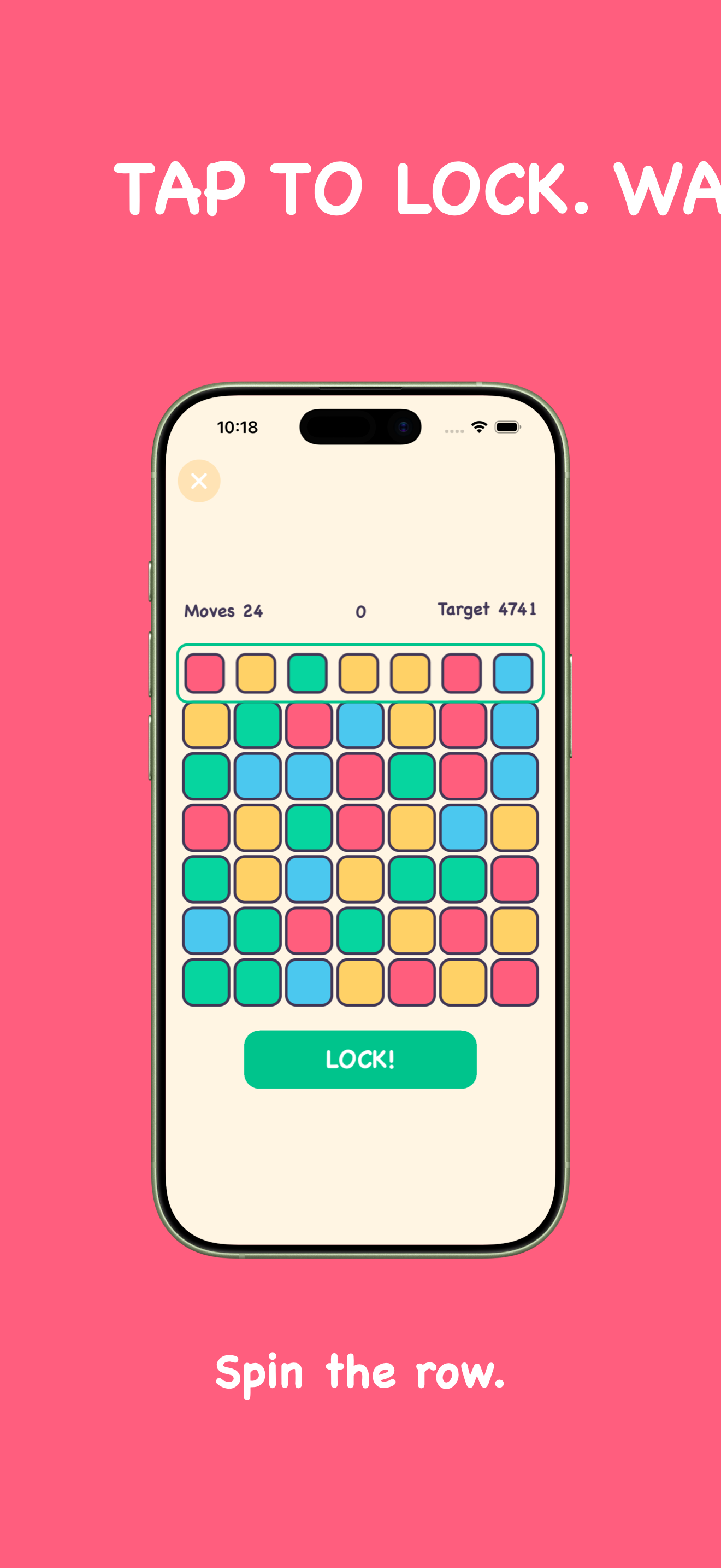 Board with spinning row of coloured blocks