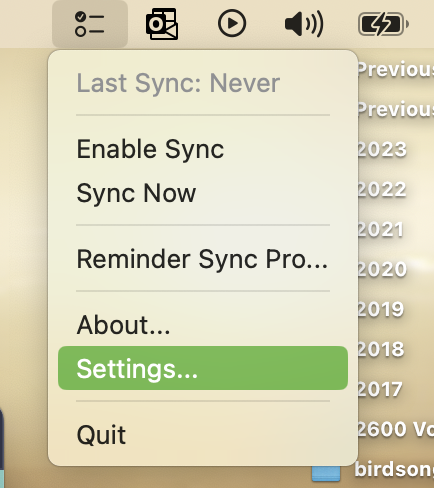 Screenshot of Setup Wizard settings view