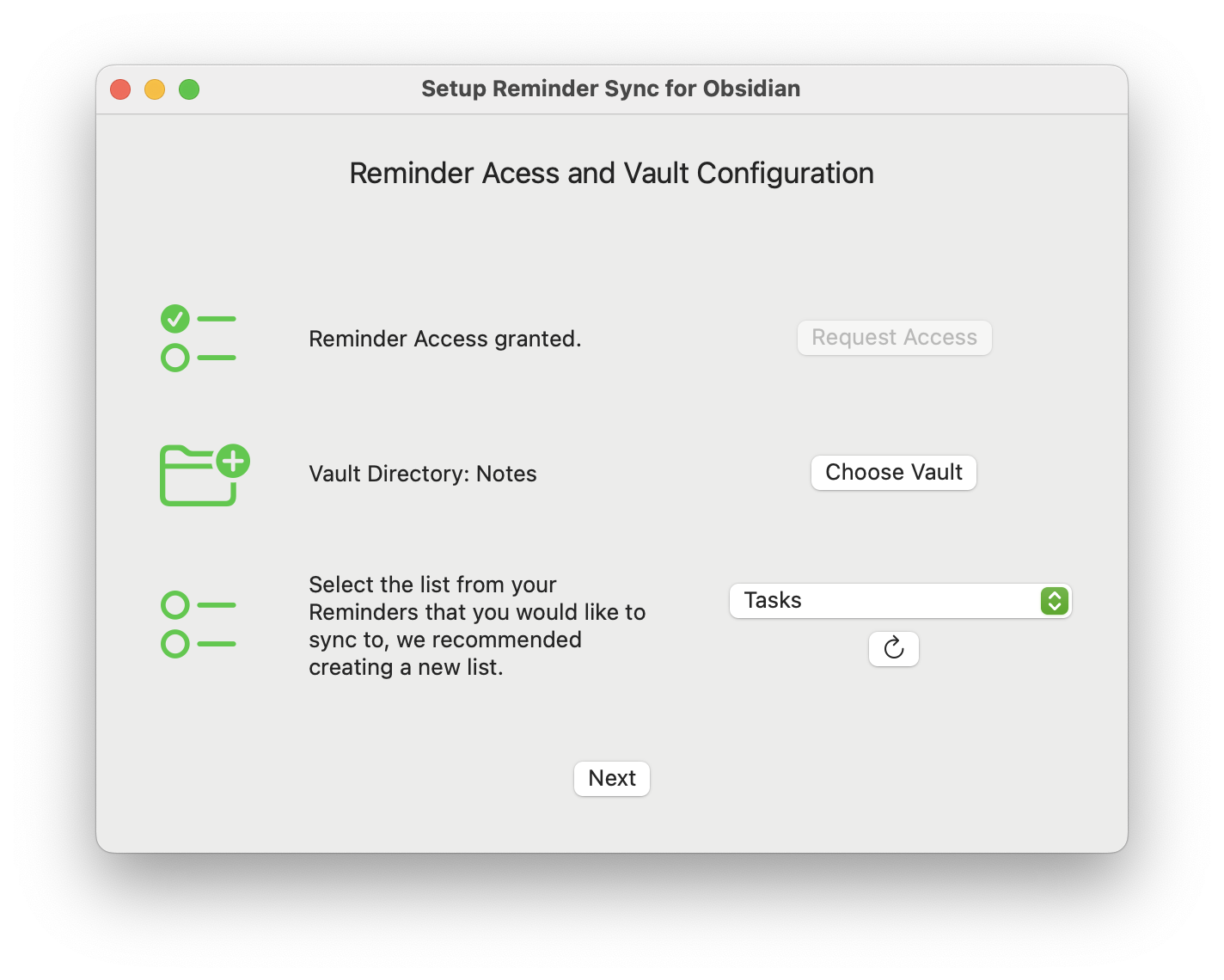 Screenshot of Setup Wizard in complete state 